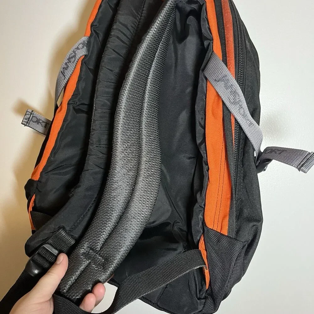 Vintage JanSport Backpack Orange Black Gray Trail Hiking Multi Pocket 90s Bag